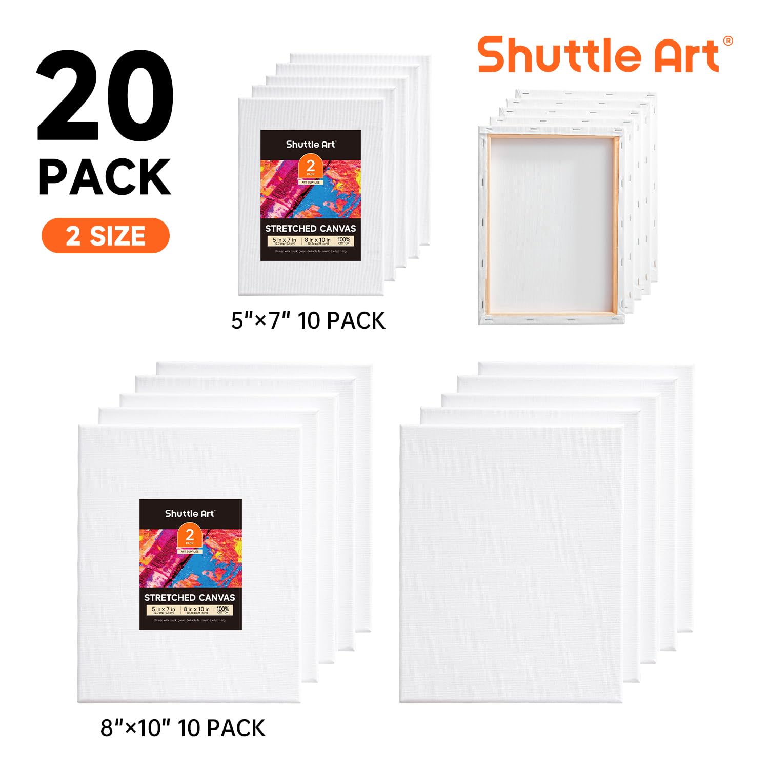 Amazon.co.jp: Shuttle Art 張りキャンバス 20枚セット キャンバス